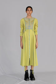 Lime Knitted Panel Dress
