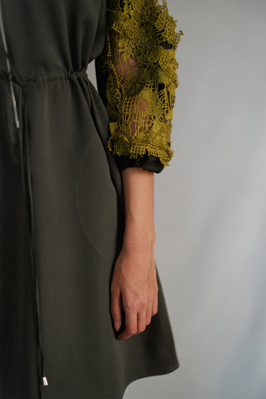 Yellow Map Embroidery Short Dress