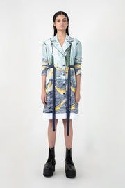 Edo Wave Embroidered Coat Dress