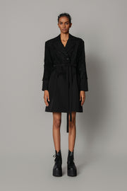 Black on Black Map Coat Dress