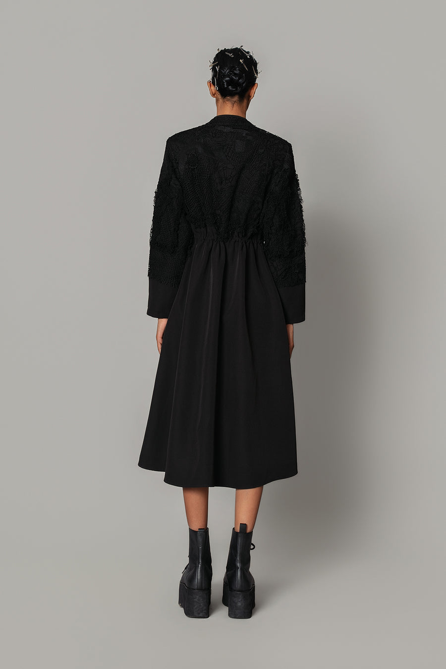 Black on Black Map Long Dress