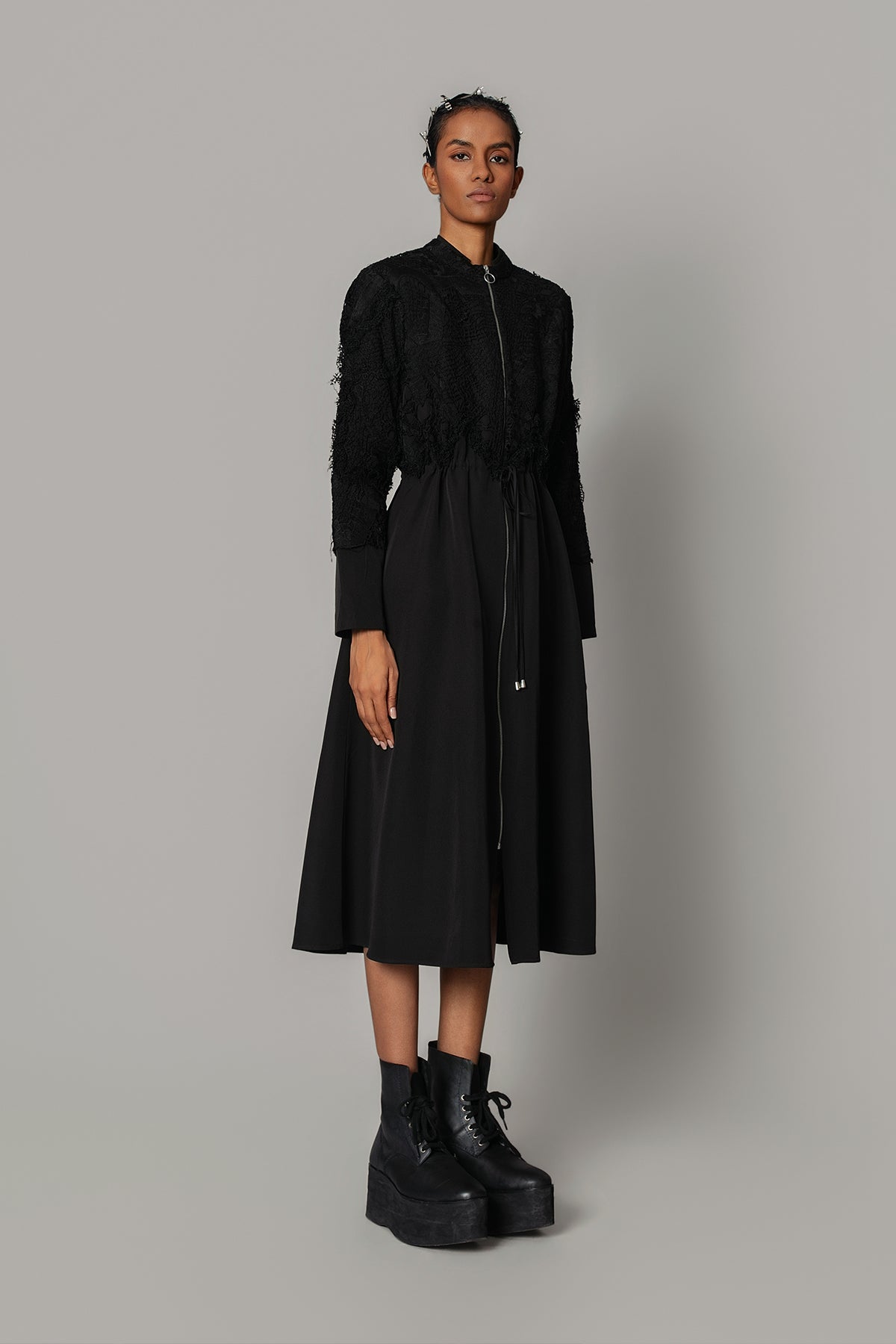 Black on Black Map Long Dress