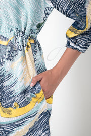 Edo Wave Embroidered Short Dress