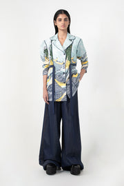 Edo Wave Embroidered Coat Set