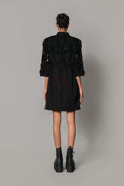 Black on Black Map Short Dress