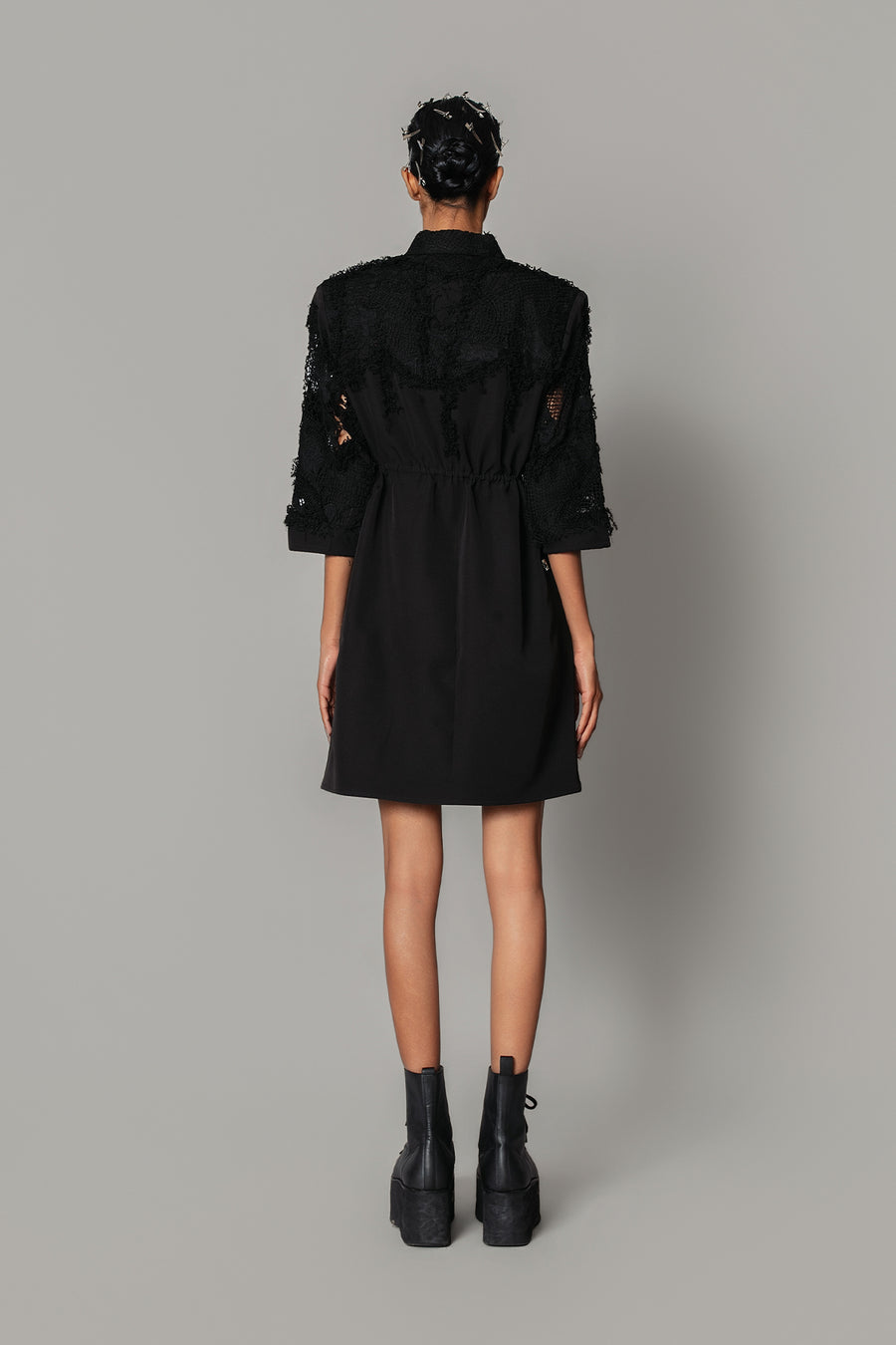 Black on Black Map Short Dress