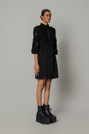 Black on Black Map Short Dress
