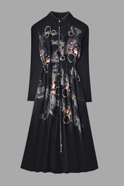Black Map Long Dress