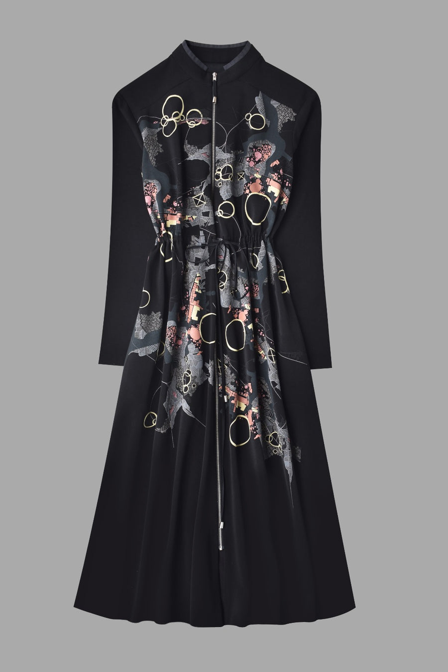 Black Map Long Dress