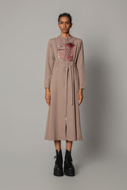 Brown Hokusai Embroidered 10-Cut